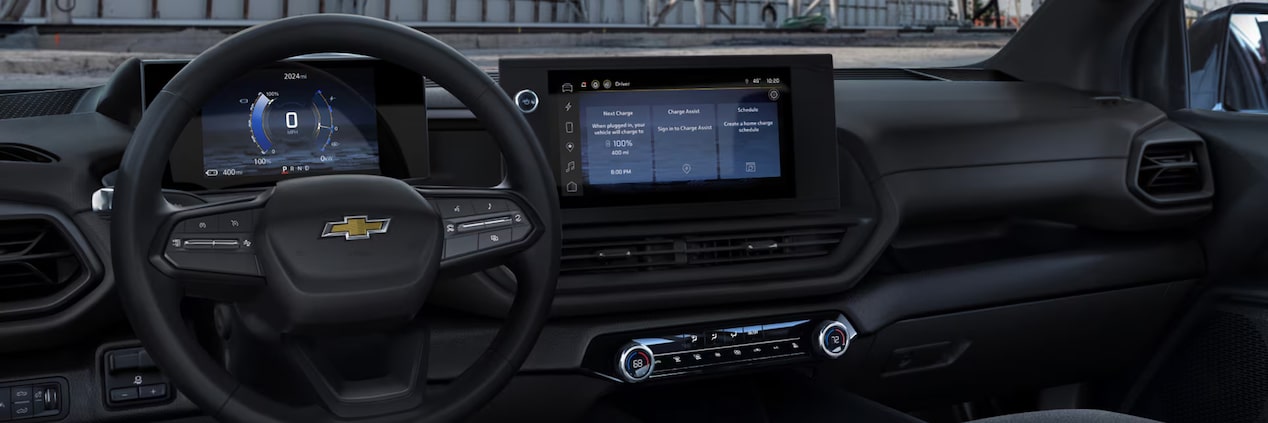 Front interior overview of the Chevrolet Silverado EV.