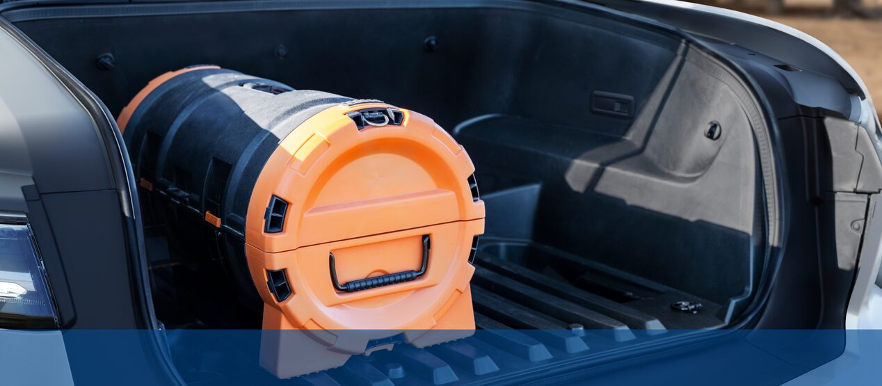 Open trunk of the Chevrolet Silverado EV WT.