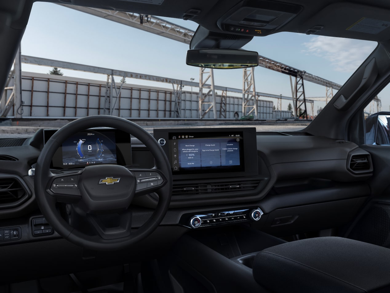 Front interior overview of the Chevrolet Silverado EV.