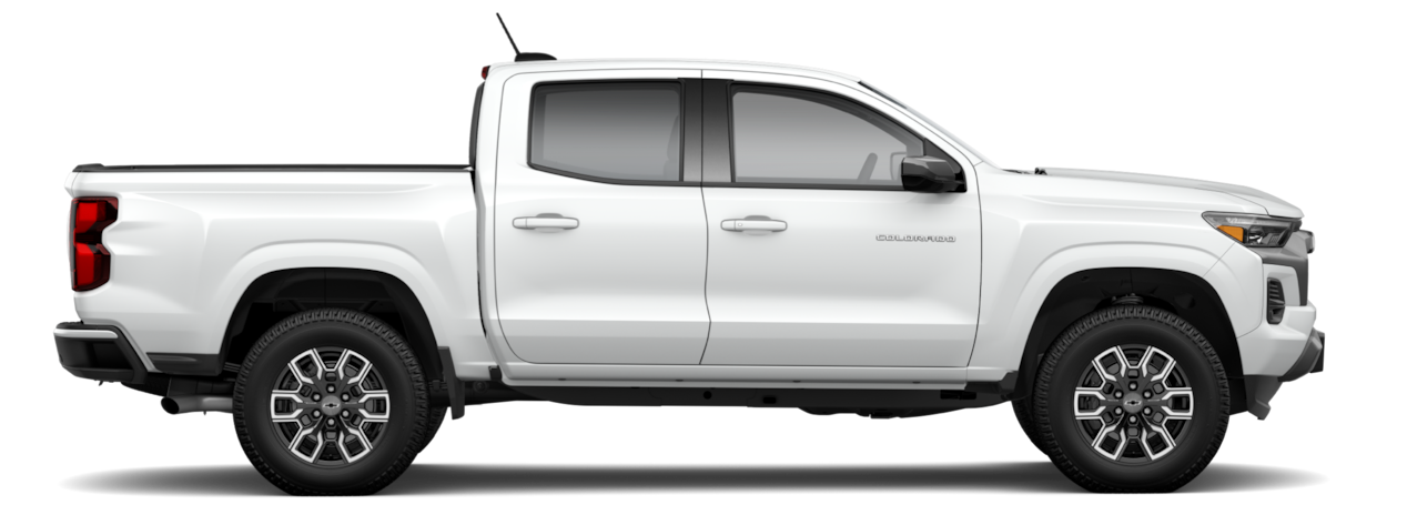 Vue latérale du camion de travail Chevrolet Colorado 2024 de Parcs GM avec ses spécifications.