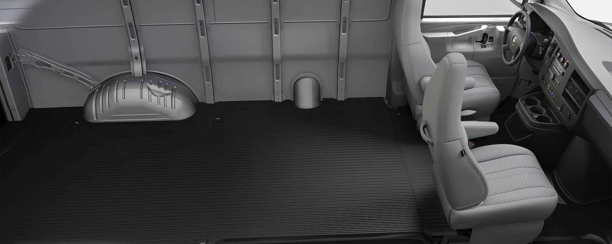 Spacious interiors of the 2024 GM Envolve Chevrolet Express Cargo Van.