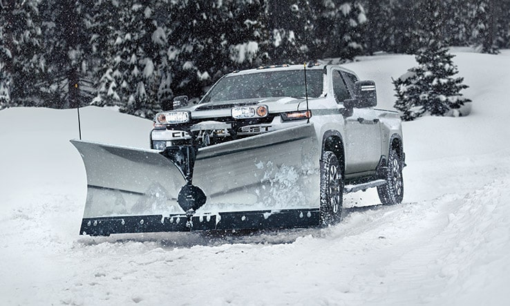 Chevrolet Silverado With Snow Plow Upfit Application.