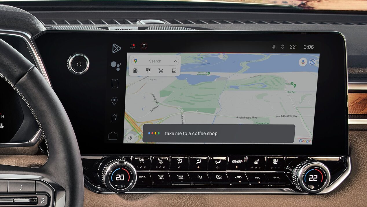 Infotainment system inside a GM Envolve vehicle.
