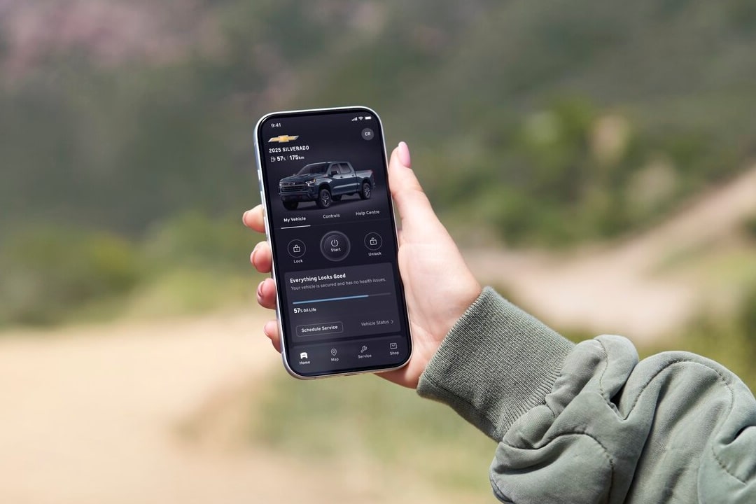 Overhead shot of person using Onstar basics application on tablet