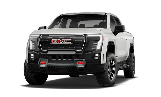 A 2026 GMC Sierra EV viewed from the front