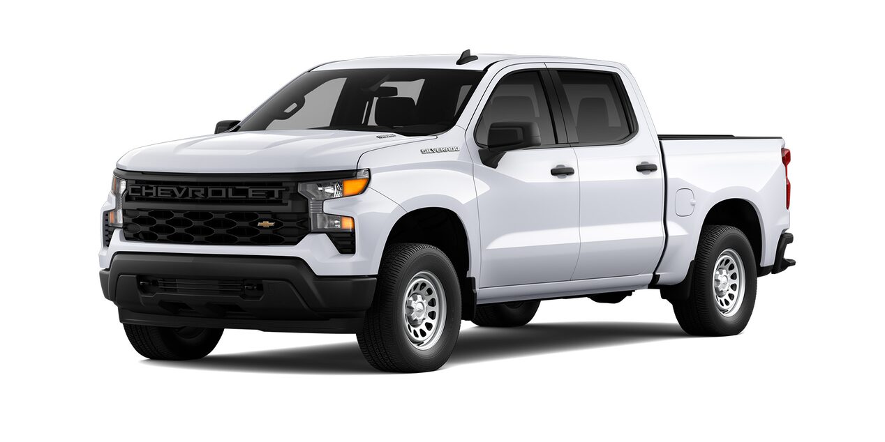 A 2025 Chevrolet Silverado in three-quarters view