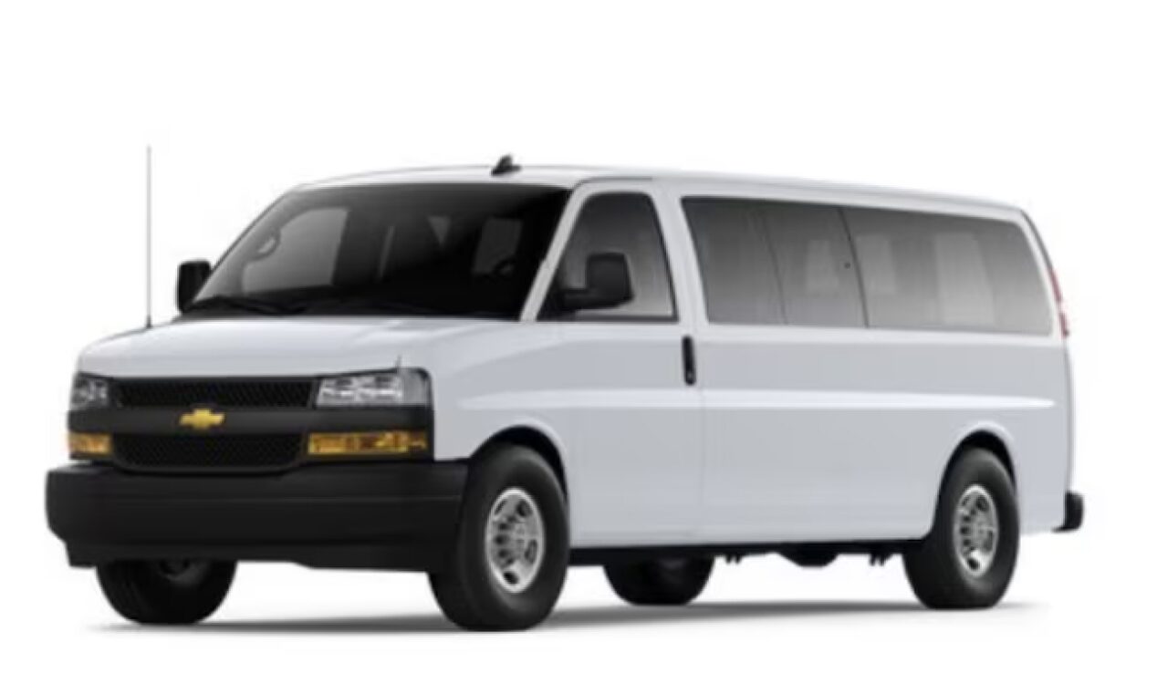 Front Three-Quarters View of the 2026 GMC Savana Passenger Van