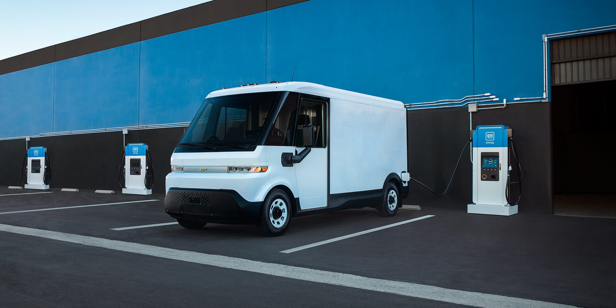 A Chevrolet BrightDrop charging.