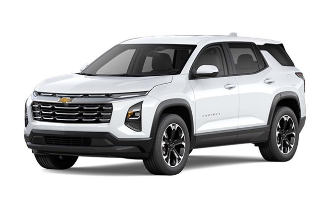 A three-quarter shot of a white 2026 Chevrolet Equinox