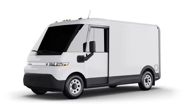 A 2024 BrightDrop Zevo Electric Delivery van in three-quarter view