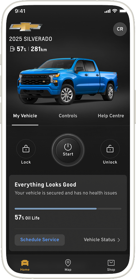 Remote Start feature available on OnStar's vehicle mobile app.