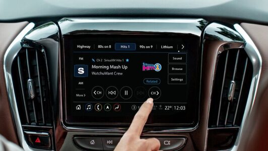 Sirius XM being displayed in the infotainment screen of an OnStar-subscribed GM vehicle.