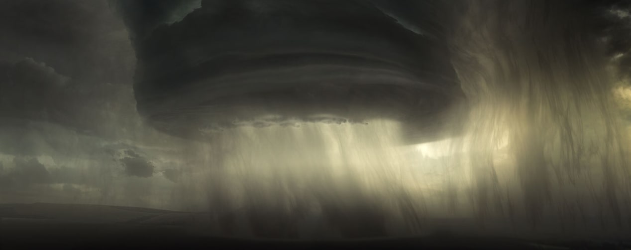 Distant view of a dangerous hurricane.
