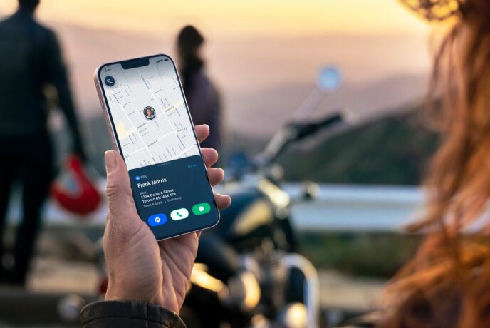 A person accessing the OnStar through a smartphone.