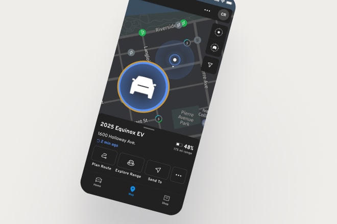 A smartphone displaying your vehicle's location on the vehicle Mobile App.