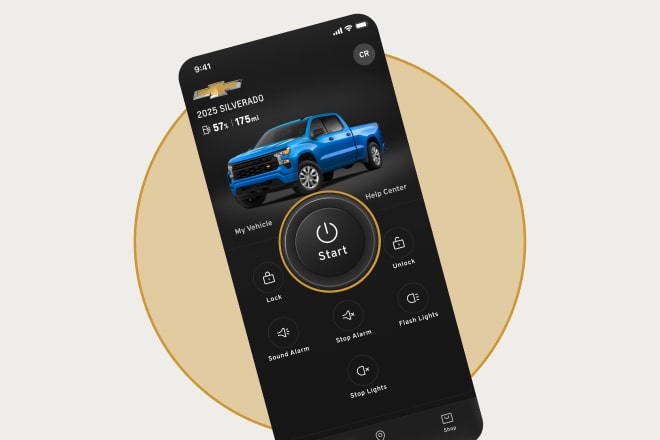 A smartphone displaying the myChevrolet Mobile App remote start feature.