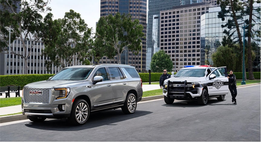 Police offeicers approaching a vehicle